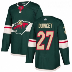 Youth Adidas Minnesota Wild 27 Kyle Quincey Authentic Green Home NHL Jersey 