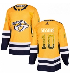 Mens Adidas Nashville Predators 10 Colton Sissons Authentic Gold Drift Fashion NHL Jersey 