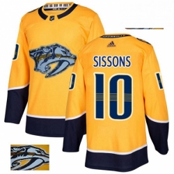Mens Adidas Nashville Predators 10 Colton Sissons Authentic Gold Fashion Gold NHL Jersey 