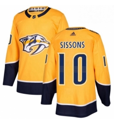 Mens Adidas Nashville Predators 10 Colton Sissons Premier Gold Home NHL Jersey 