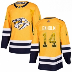 Mens Adidas Nashville Predators 14 Mattias Ekholm Authentic Gold Drift Fashion NHL Jersey 
