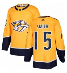 Mens Adidas Nashville Predators 15 Craig Smith Authentic Gold Home NHL Jersey 