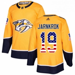 Mens Adidas Nashville Predators 19 Calle Jarnkrok Authentic Gold USA Flag Fashion NHL Jersey 