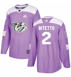 Mens Adidas Nashville Predators 2 Anthony Bitetto Authentic Purple Fights Cancer Practice NHL Jersey 