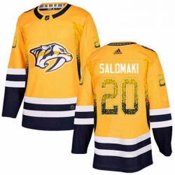 Mens Adidas Nashville Predators 20 Miikka Salomaki Authentic Gold Drift Fashion NHL Jersey 
