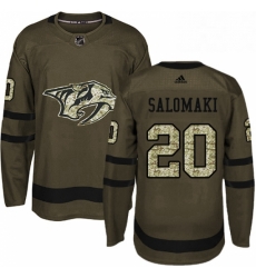 Mens Adidas Nashville Predators 20 Miikka Salomaki Authentic Green Salute to Service NHL Jersey 