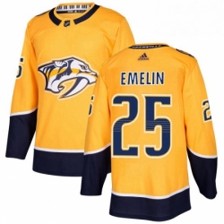 Mens Adidas Nashville Predators 25 Alexei Emelin Authentic Gold Home NHL Jersey 