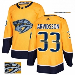 Mens Adidas Nashville Predators 33 Viktor Arvidsson Authentic Gold Fashion Gold NHL Jersey 