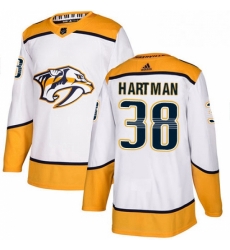Mens Adidas Nashville Predators 38 Ryan Hartman Authentic White Away NHL Jersey 