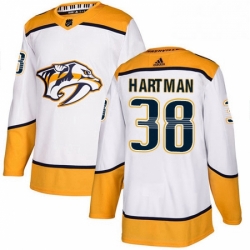 Mens Adidas Nashville Predators 38 Ryan Hartman Authentic White Away NHL Jersey 