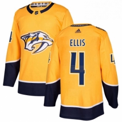 Mens Adidas Nashville Predators 4 Ryan Ellis Authentic Gold Home NHL Jersey 