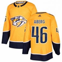 Mens Adidas Nashville Predators 46 Pontus Aberg Authentic Gold Home NHL Jersey 
