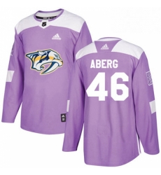 Mens Adidas Nashville Predators 46 Pontus Aberg Authentic Purple Fights Cancer Practice NHL Jersey 