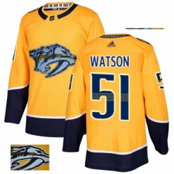 Mens Adidas Nashville Predators 51 Austin Watson Authentic Gold Fashion Gold NHL Jersey 
