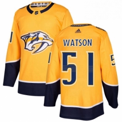 Mens Adidas Nashville Predators 51 Austin Watson Authentic Gold Home NHL Jersey 