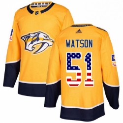 Mens Adidas Nashville Predators 51 Austin Watson Authentic Gold USA Flag Fashion NHL Jersey 