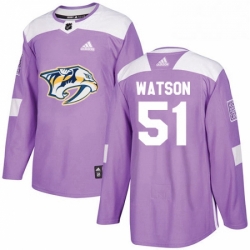 Mens Adidas Nashville Predators 51 Austin Watson Authentic Purple Fights Cancer Practice NHL Jersey 