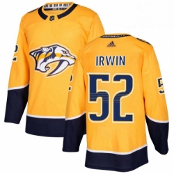 Mens Adidas Nashville Predators 52 Matt Irwin Authentic Gold Home NHL Jersey 