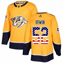 Mens Adidas Nashville Predators 52 Matt Irwin Authentic Gold USA Flag Fashion NHL Jersey 