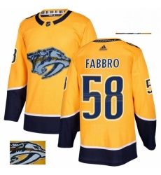 Mens Adidas Nashville Predators 58 Dante Fabbro Authentic Gold Fashion Gold NHL Jersey 