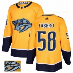 Mens Adidas Nashville Predators 58 Dante Fabbro Authentic Gold Fashion Gold NHL Jersey 