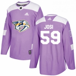 Mens Adidas Nashville Predators 59 Roman Josi Authentic Purple Fights Cancer Practice NHL Jersey 