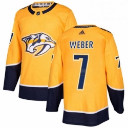 Mens Adidas Nashville Predators 7 Yannick Weber Authentic Gold Home NHL Jersey 