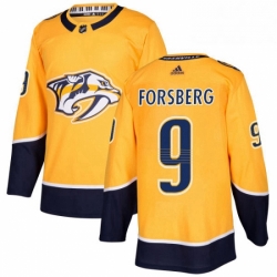 Mens Adidas Nashville Predators 9 Filip Forsberg Authentic Gold Home NHL Jersey 