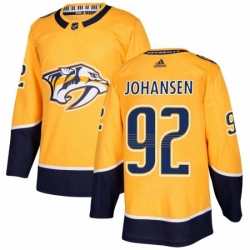 Mens Adidas Nashville Predators 92 Ryan Johansen Authentic Gold Home NHL Jersey 