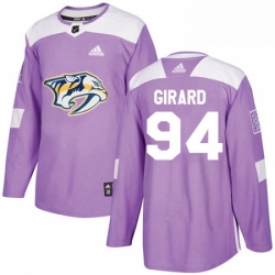 Mens Adidas Nashville Predators 94 Samuel Girard Authentic Purple Fights Cancer Practice NHL Jersey 