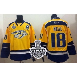 Predators #18 James Neal Yellow Home 2017 Stanley Cup Final Patch Stitched NHL Jersey