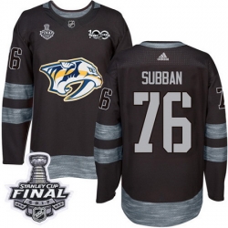 Predators #76 P K Subban Black 1917 2017 100th Anniversary Stanley Cup Final Patch Stitched NHL Jersey