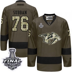 Predators #76 P K Subban Green Salute to Service 2017 Stanley Cup Final Patch Stitched NHL Jersey
