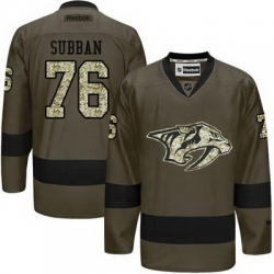 Predators #76 P K Subban Green Salute to Service Stitched NHL Jersey