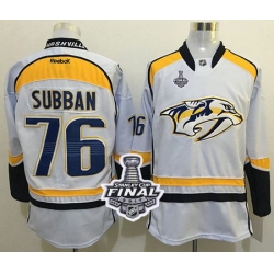 Predators #76 P K Subban White Road 2017 Stanley Cup Final Patch Stitched NHL Jersey