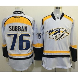 Predators #76 P K Subban White Road Stitched NHL Jersey