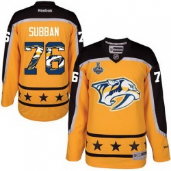 Predators #76 P K Subban Yellow 2017 Stanley Cup Team Logo Fashion Stitched NHL Jersey