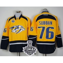 Predators #76 P K Subban Yellow Home 2017 Stanley Cup Final Patch Stitched NHL Jersey