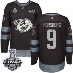 Predators #9 Filip Forsberg Black 1917 2017 100th Anniversary Stanley Cup Final Patch Stitched NHL Jersey