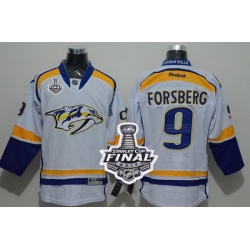 Predators #9 Filip Forsberg White Road 2017 Stanley Cup Final Patch Stitched NHL Jersey