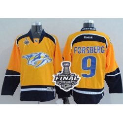 Predators #9 Filip Forsberg Yellow Home 2017 Stanley Cup Final Patch Stitched NHL Jersey
