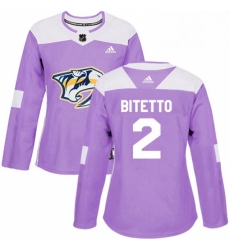 Womens Adidas Nashville Predators 2 Anthony Bitetto Authentic Purple Fights Cancer Practice NHL Jersey 