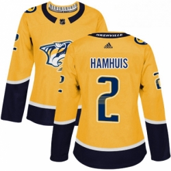 Womens Adidas Nashville Predators 2 Dan Hamhuis Authentic Gold Home NHL Jersey 