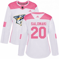 Womens Adidas Nashville Predators 20 Miikka Salomaki Authentic WhitePink Fashion NHL Jersey 