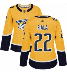 Womens Adidas Nashville Predators 22 Kevin Fiala Authentic Gold Home NHL Jersey 
