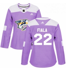 Womens Adidas Nashville Predators 22 Kevin Fiala Authentic Purple Fights Cancer Practice NHL Jersey 