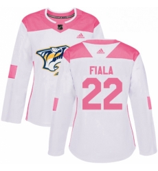 Womens Adidas Nashville Predators 22 Kevin Fiala Authentic WhitePink Fashion NHL Jersey 