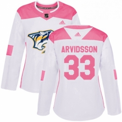 Womens Adidas Nashville Predators 33 Viktor Arvidsson Authentic WhitePink Fashion NHL Jersey 