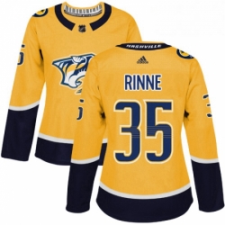 Womens Adidas Nashville Predators 35 Pekka Rinne Authentic Gold Home NHL Jersey 