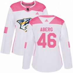 Womens Adidas Nashville Predators 46 Pontus Aberg Authentic WhitePink Fashion NHL Jersey 